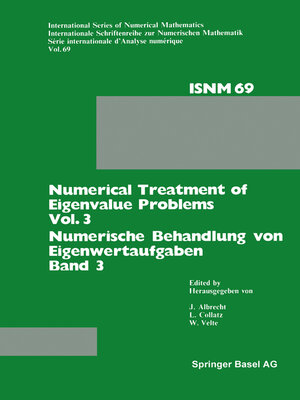 cover image of Numerical Treatment of Eigenvalue Problems Volume 3 / Numerische Behandlung von Eigenwertaufgaben Band 3